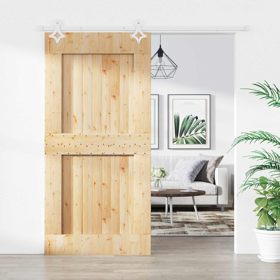 Schuifdeur Natuurlijk en Wit 100 x 210 cm Massief Grenenhout
