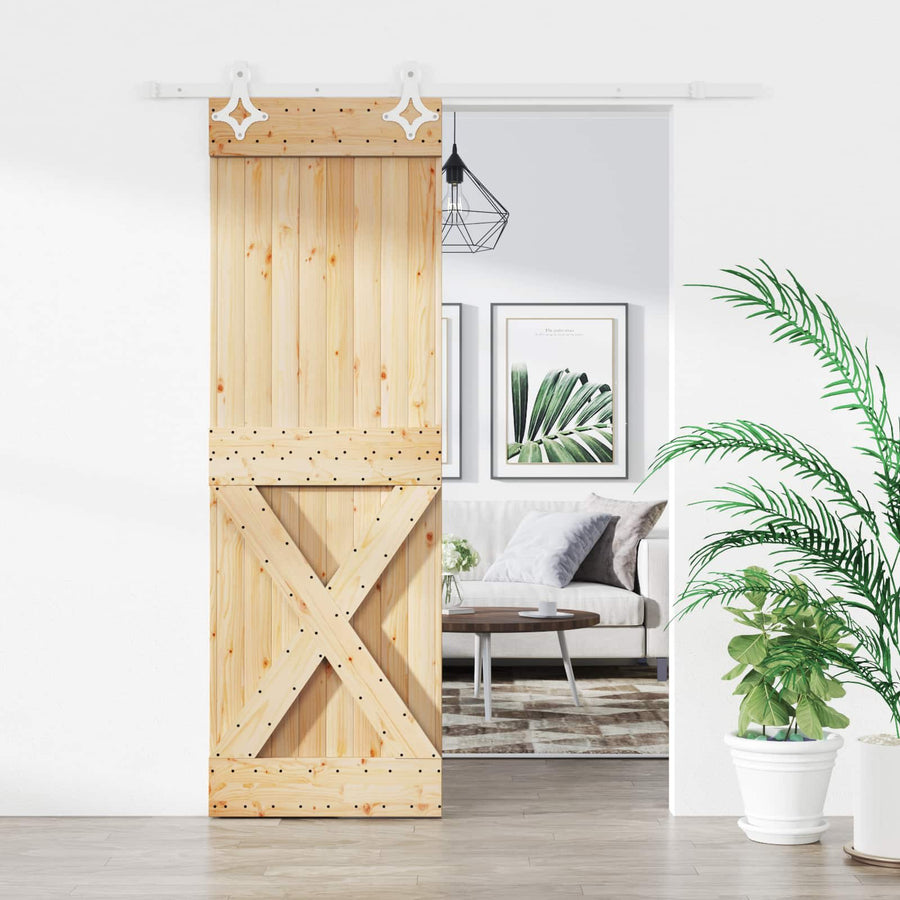 Schuifdeur Natuurlijk en Wit 70 x 210 cm Massief Grenenhout