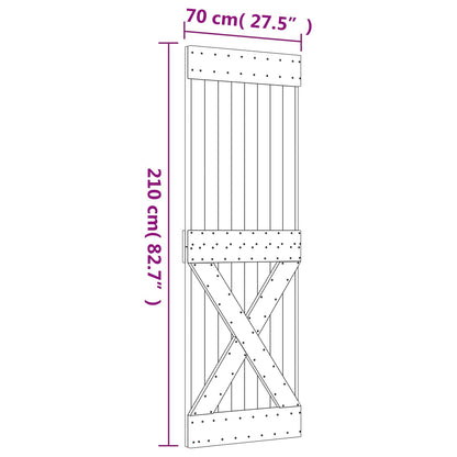 Schuifdeur Natuurlijk en Wit 70 x 210 cm Massief Grenenhout
