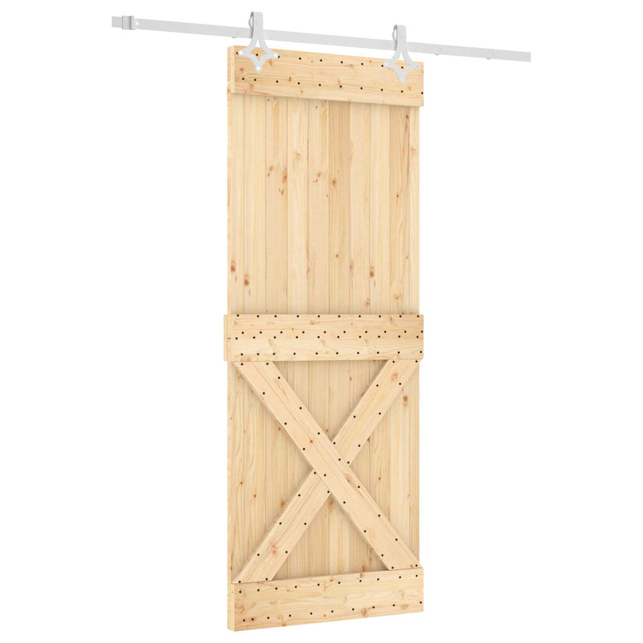 Schuifdeur Natuurlijk en Wit 80 x 210 cm Massief Grenenhout