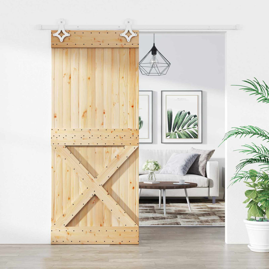 Schuifdeur Natuurlijk en Wit 85 x 210 cm Massief Grenenhout