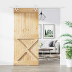 Sliding Door Natural and White 90 x 210 cm Solid Pinewood