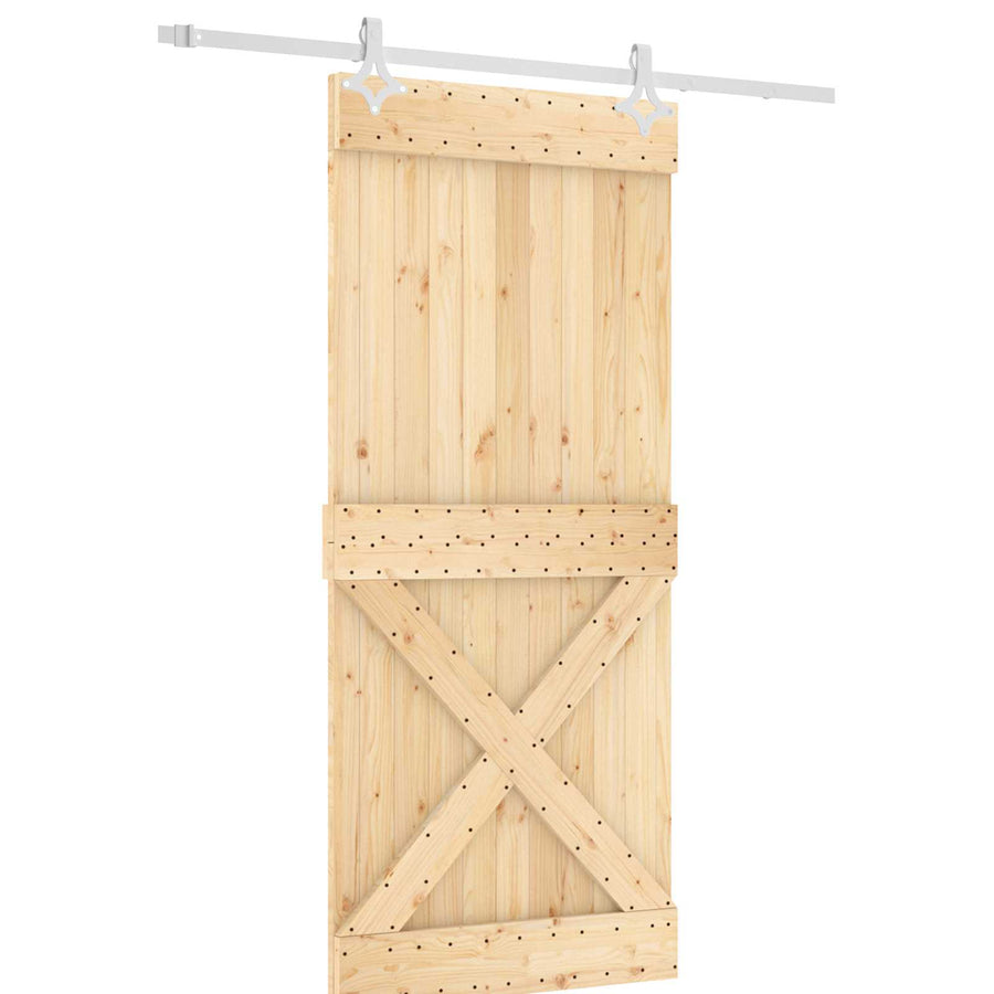 Schuifdeur Natuurlijk en Wit 90 x 210 cm Massief Grenenhout