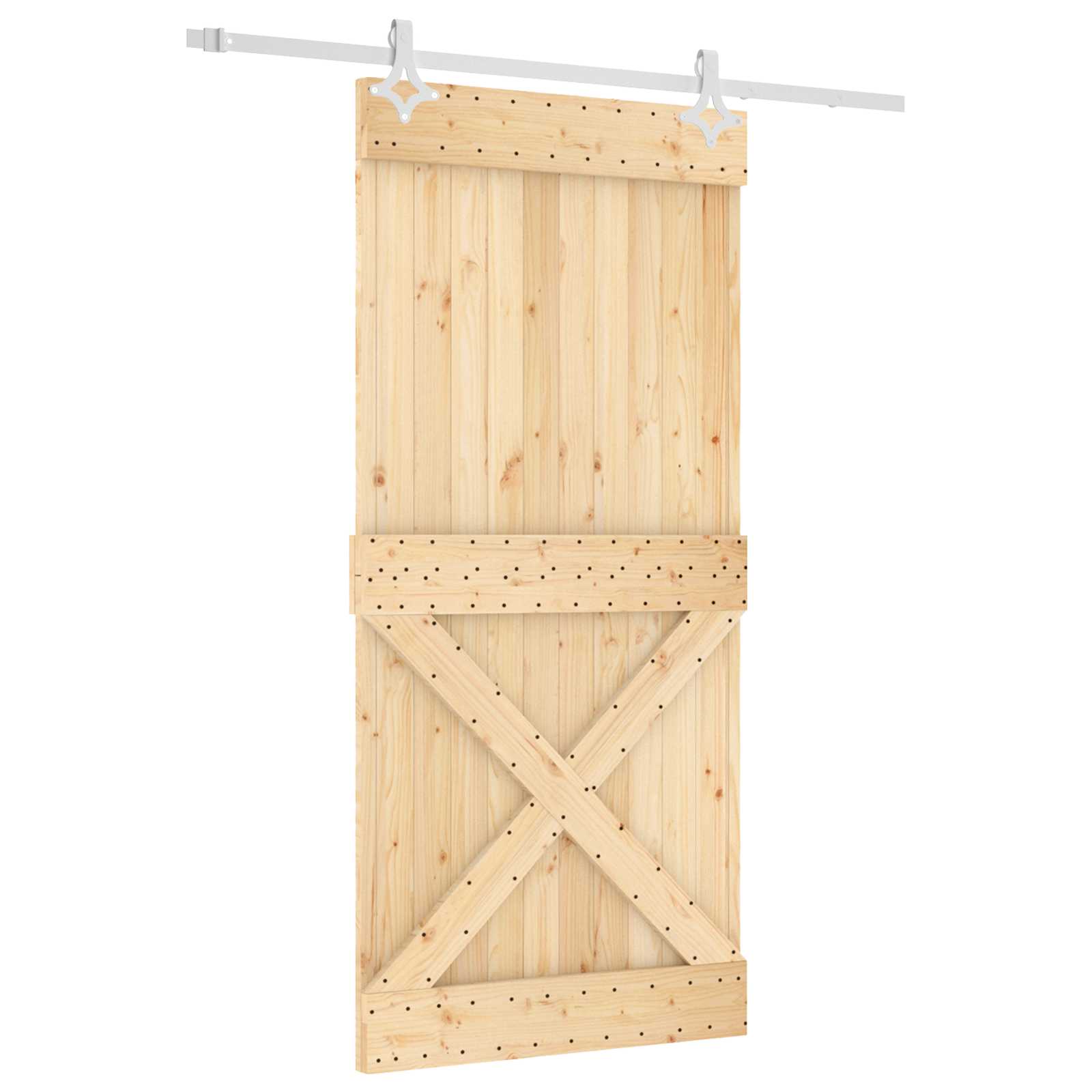 Schuifdeur Natuurlijk en Wit 95 x 210 cm Massief Grenenhout