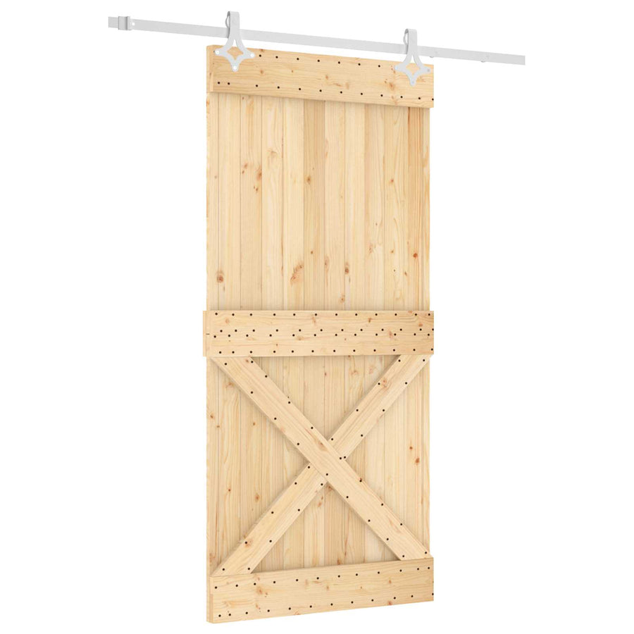 Schuifdeur Natuurlijk en Wit 95 x 210 cm Massief Grenenhout