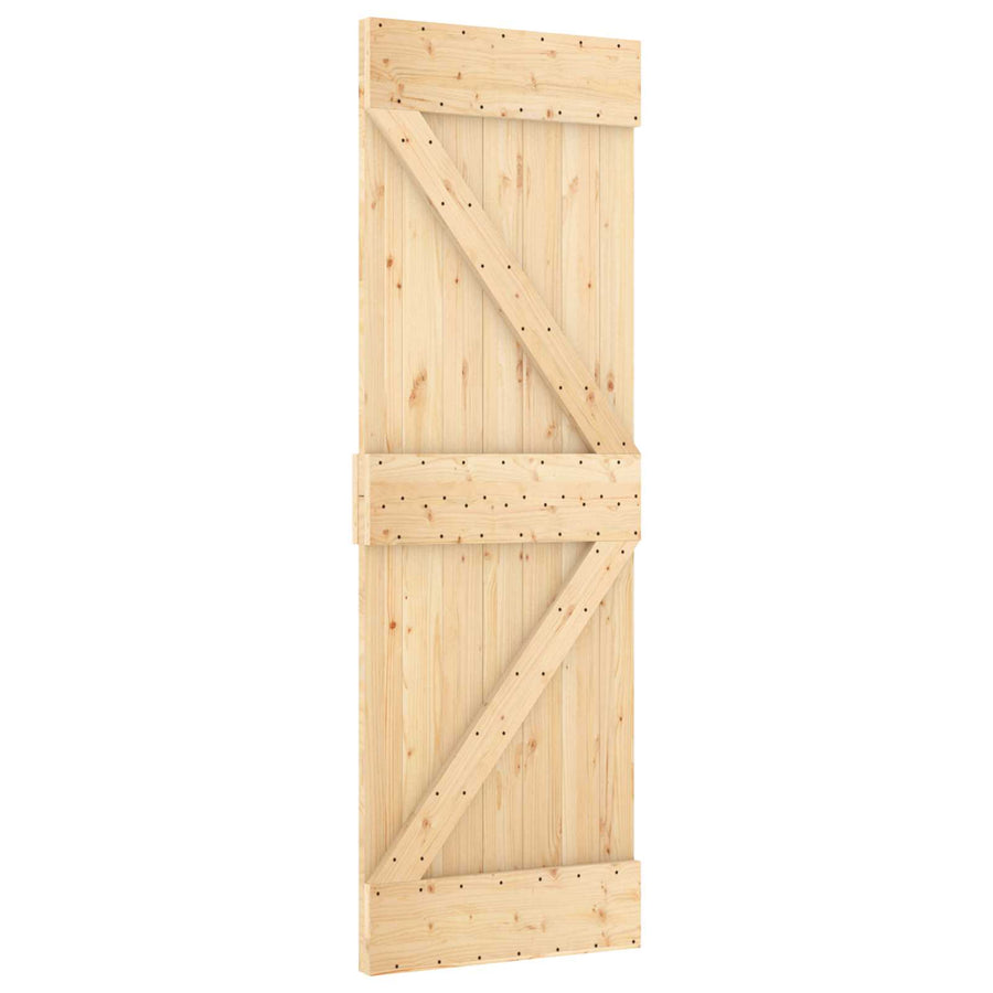 Schuifdeur Naturel en Zwart 70 x 210 cm Massief Grenenhout