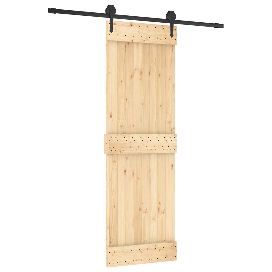 Schuifdeur Naturel en Zwart 70 x 210 cm Massief Grenenhout