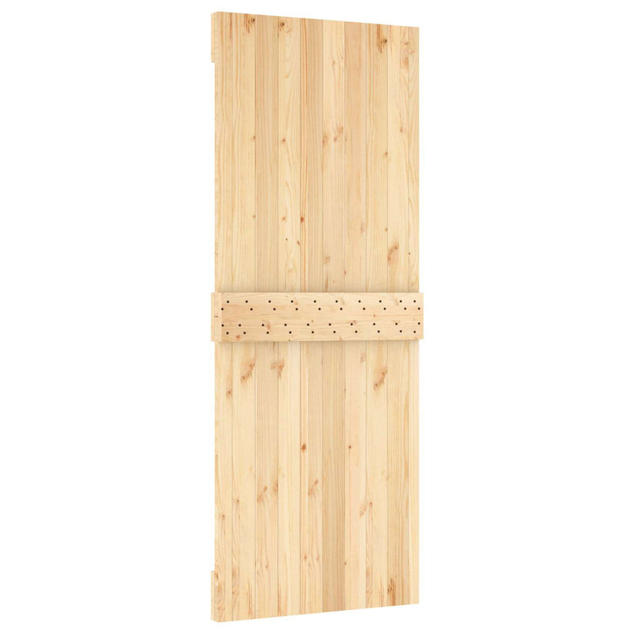 Schuifdeur Naturel en Zwart 80 x 210 cm Massief Grenenhout