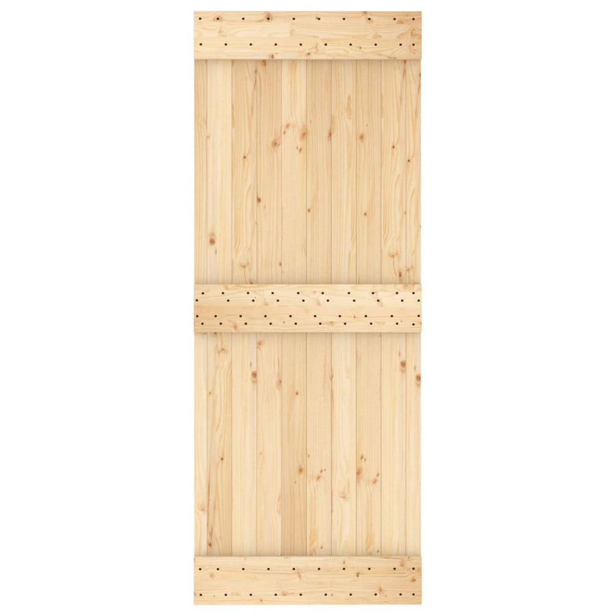 Schuifdeur Naturel en Zwart 80 x 210 cm Massief Grenenhout