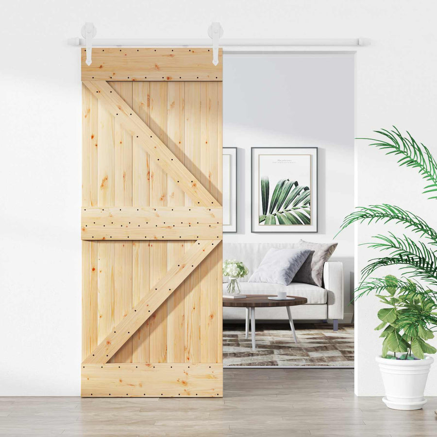 Schuifdeur Natuurlijk en Wit 85 x 210 cm Massief Grenenhout