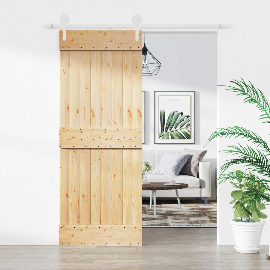 Schuifdeur Natuurlijk en Wit 80 x 210 cm Massief Grenenhout