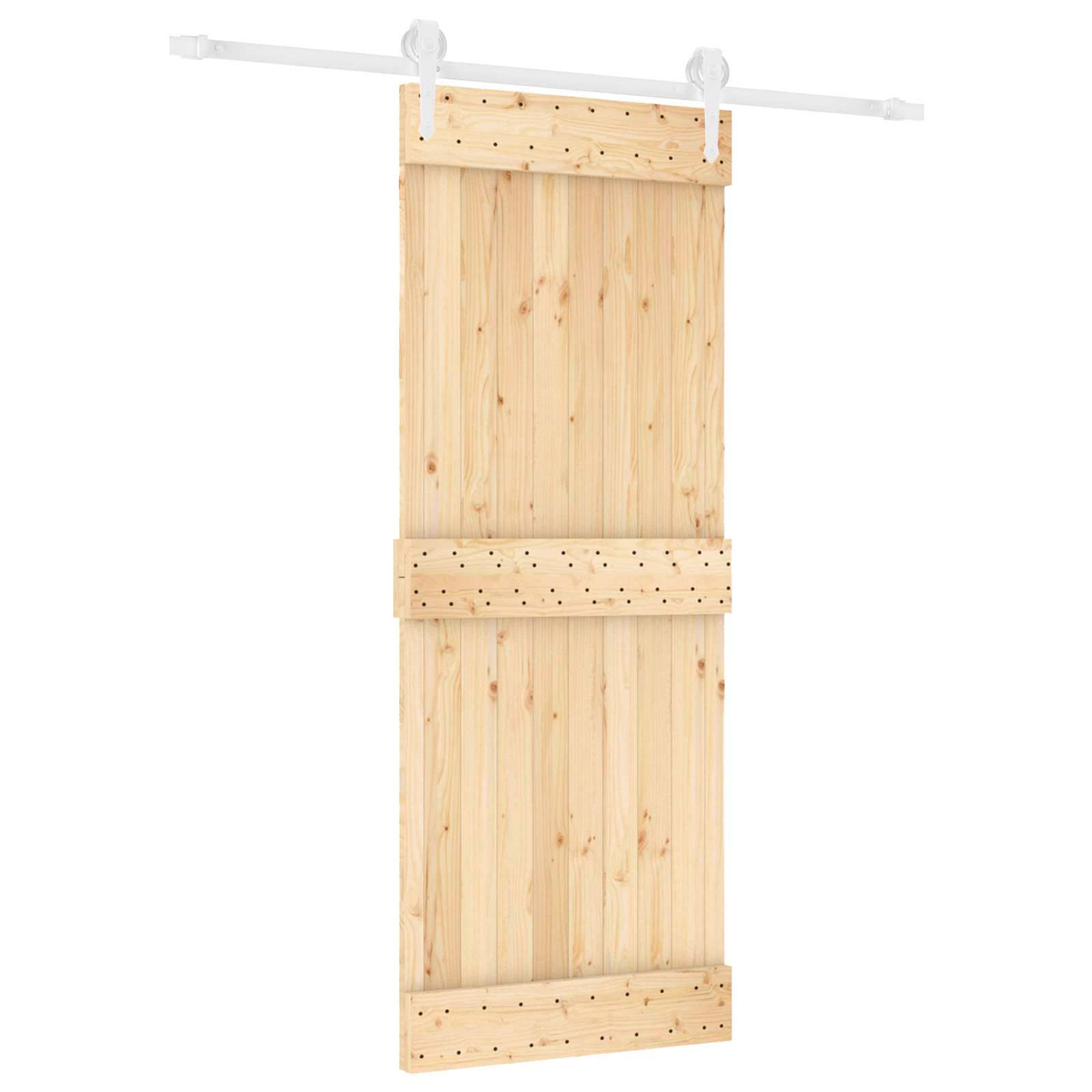 Schuifdeur Natuurlijk en Wit 80 x 210 cm Massief Grenenhout