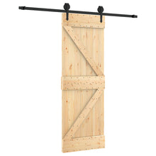 Schuifdeur Naturel en Zwart 70 x 210 cm Massief Grenenhout