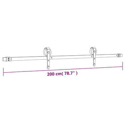 Schuifdeur Naturel en Zwart 70 x 210 cm Massief Grenenhout