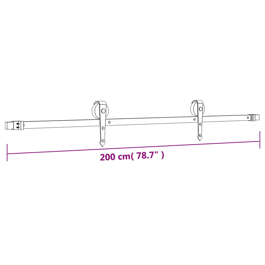 Schuifdeur Naturel en Zwart 70 x 210 cm Massief Grenenhout