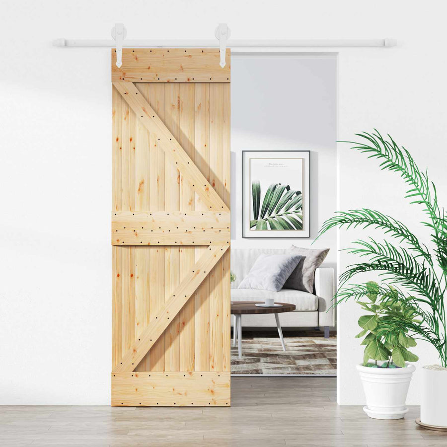 Schuifdeur Natuurlijk en Wit 70 x 210 cm Massief Grenenhout