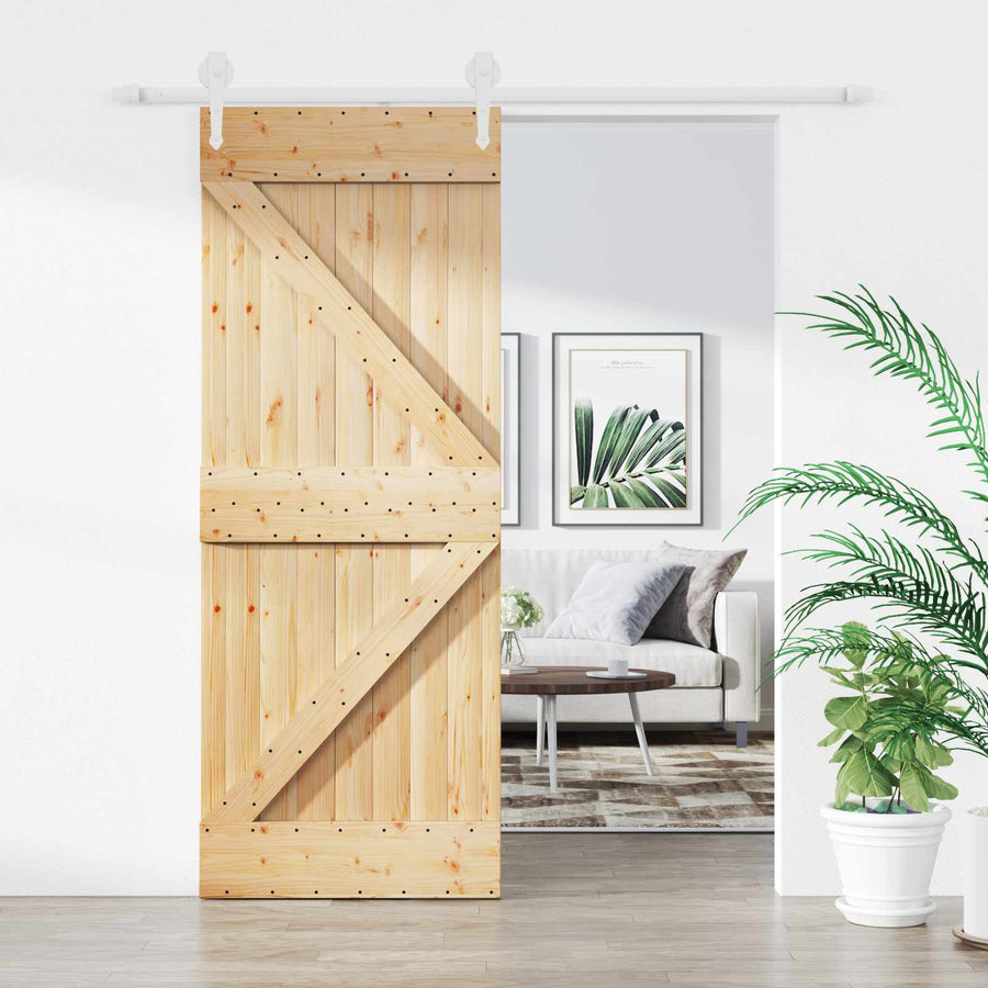 Schuifdeur Natuurlijk en Wit 85 x 210 cm Massief Grenenhout