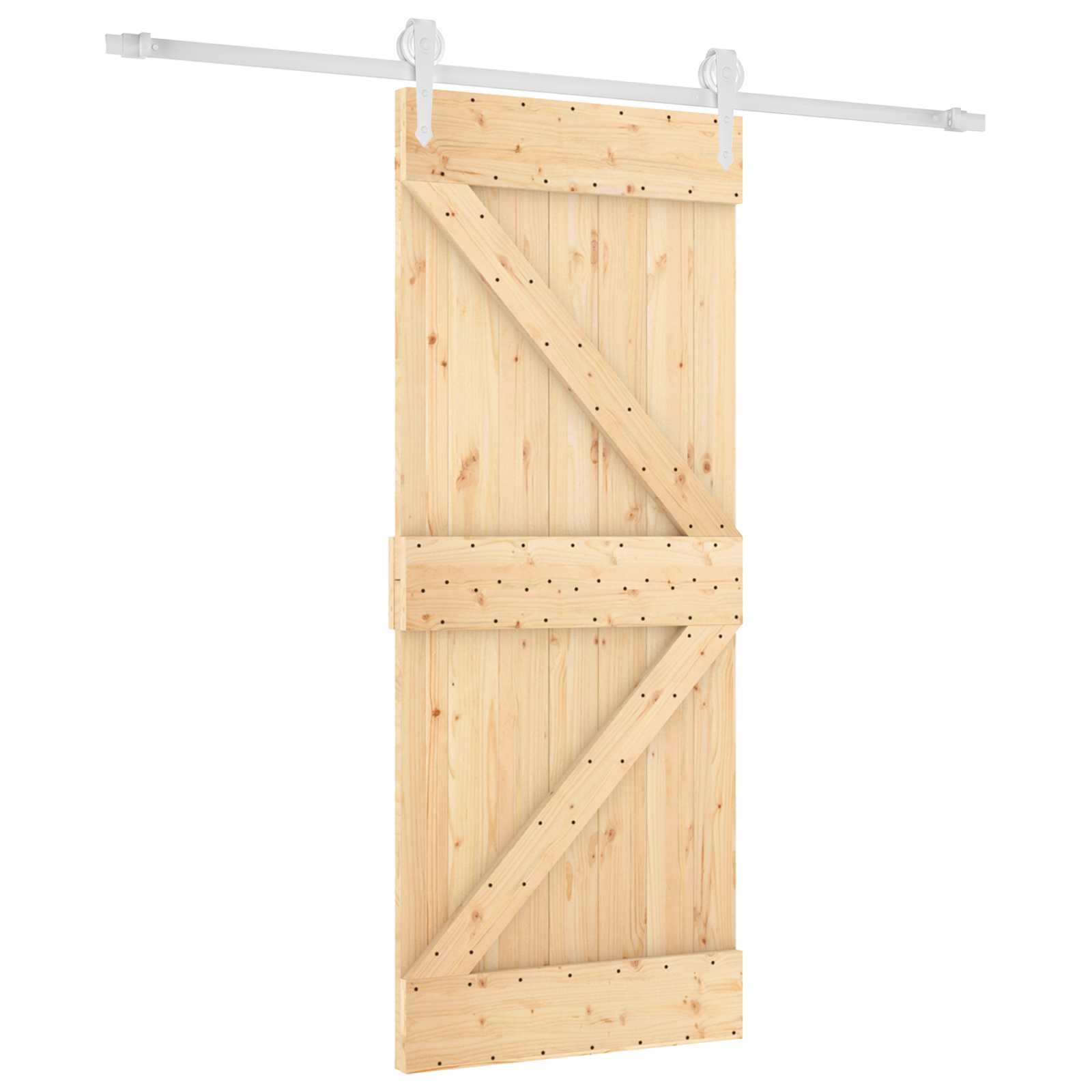 Schuifdeur Natuurlijk en Wit 85 x 210 cm Massief Grenenhout