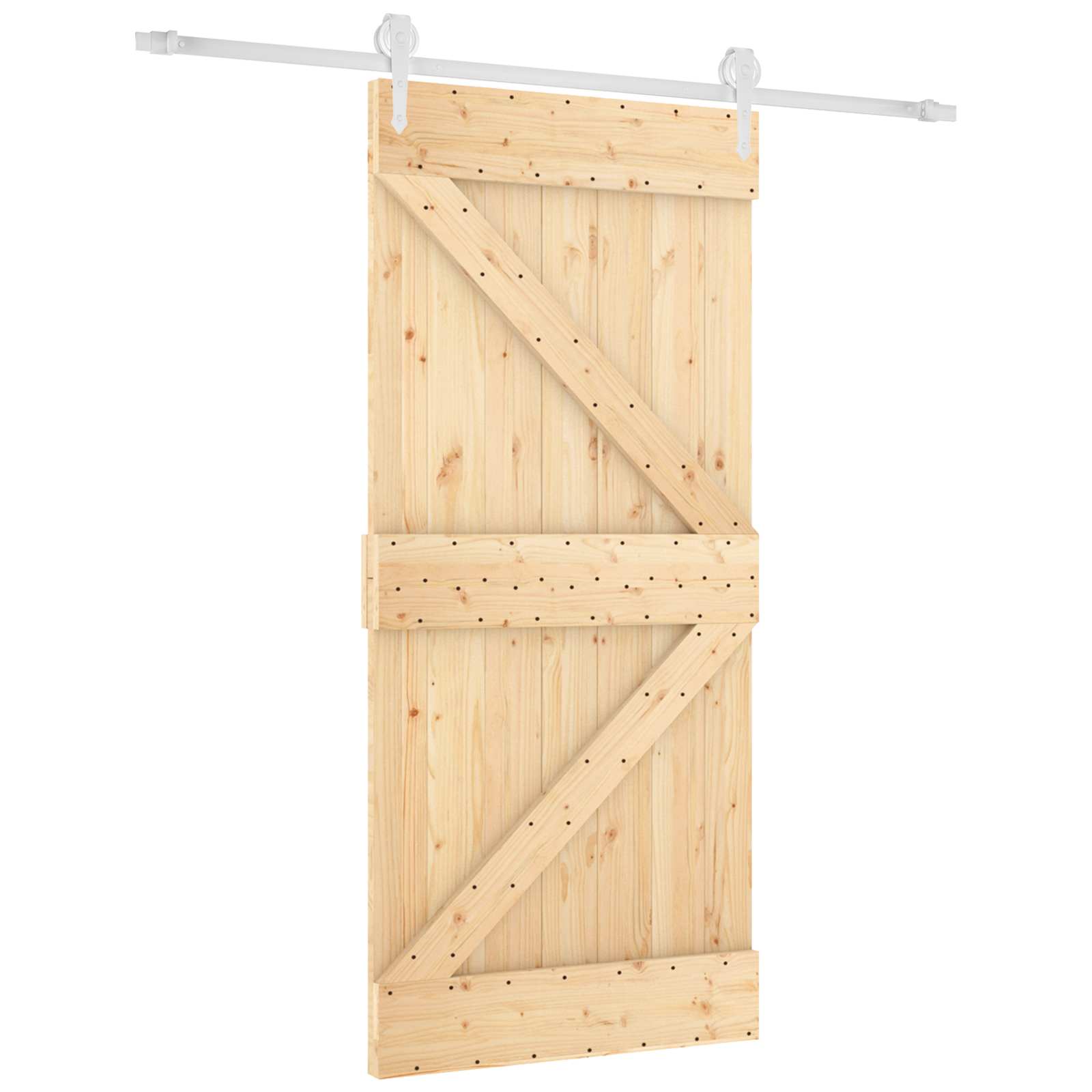 Schuifdeur Natuurlijk en Wit 95 x 210 cm Massief Grenenhout