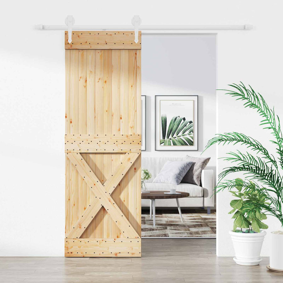 Schuifdeur Natuurlijk en Wit 80 x 210 cm Massief grenenhout