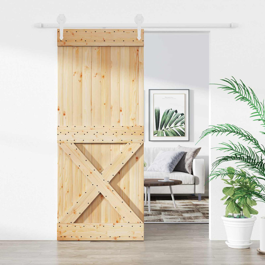 Schuifdeur Natuurlijk en Wit 100 x 210 cm Massief grenenhout
