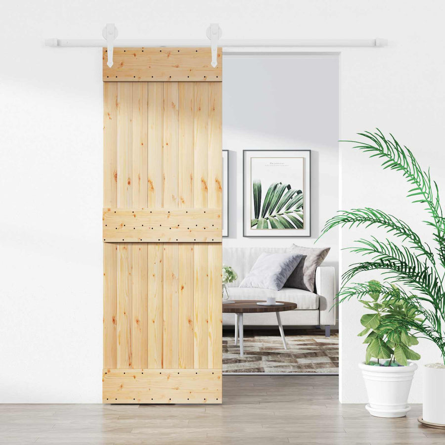 Schuifdeur Natuurlijk en Wit 70 x 210 cm Massief Grenenhout
