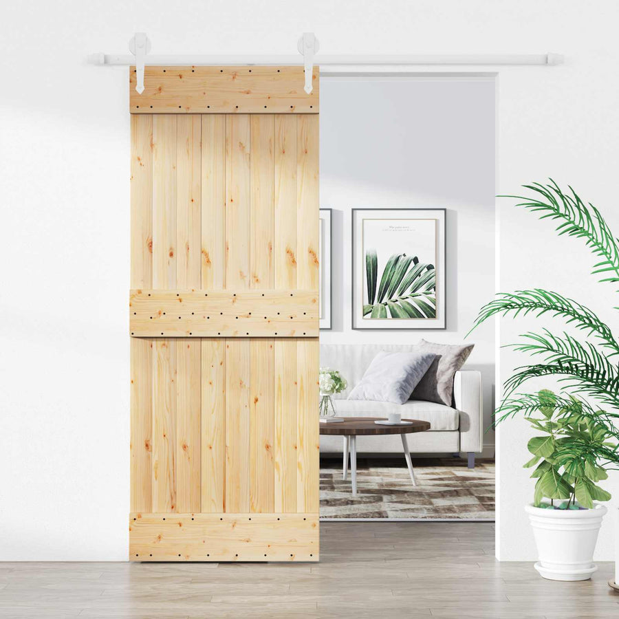 Schuifdeur Natuurlijk en Wit 80 x 210 cm Massief Grenenhout