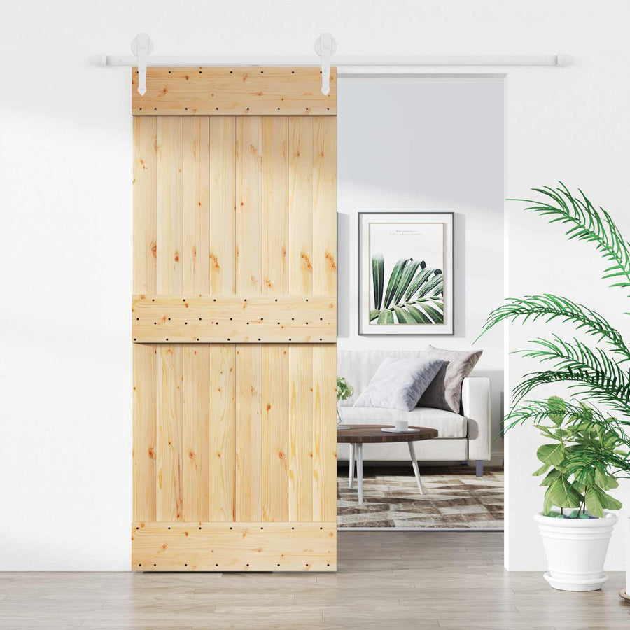 Schuifdeur Natuurlijk en Wit 85 x 210 cm Massief Grenenhout