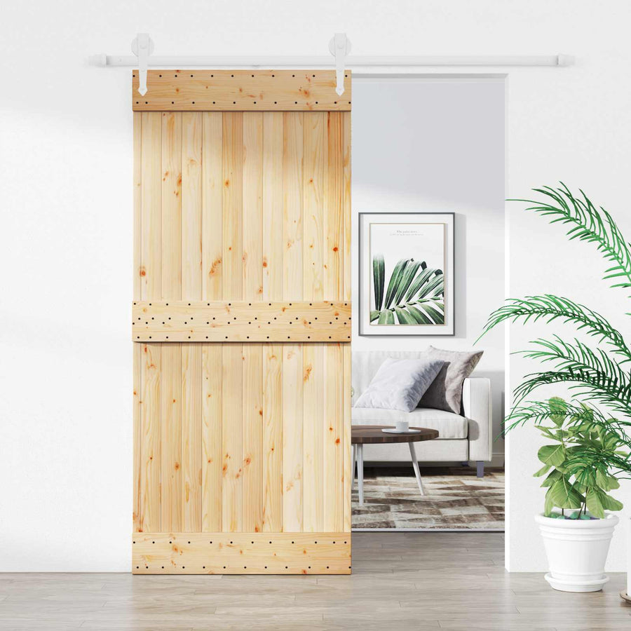 Schuifdeur Natuurlijk en Wit 90 x 210 cm Massief Grenenhout