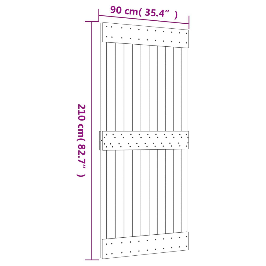 Schuifdeur Natuurlijk en Wit 90 x 210 cm Massief Grenenhout