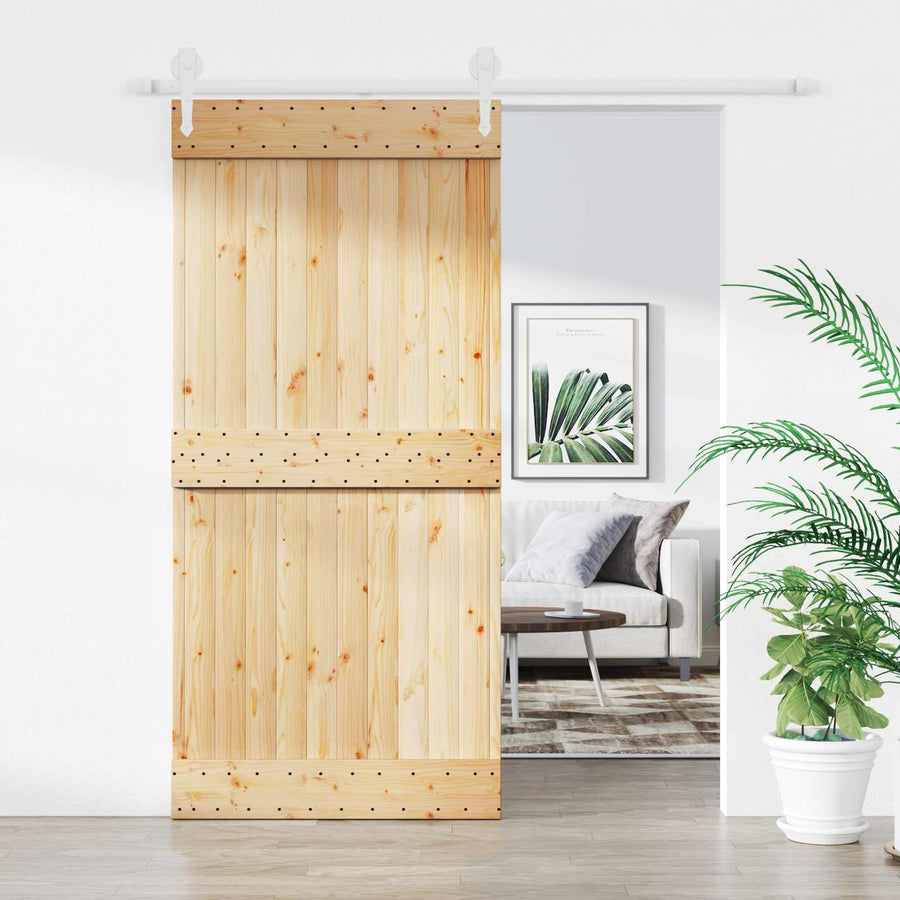 Schuifdeur Natuurlijk en Wit 95 x 210 cm Massief Grenenhout