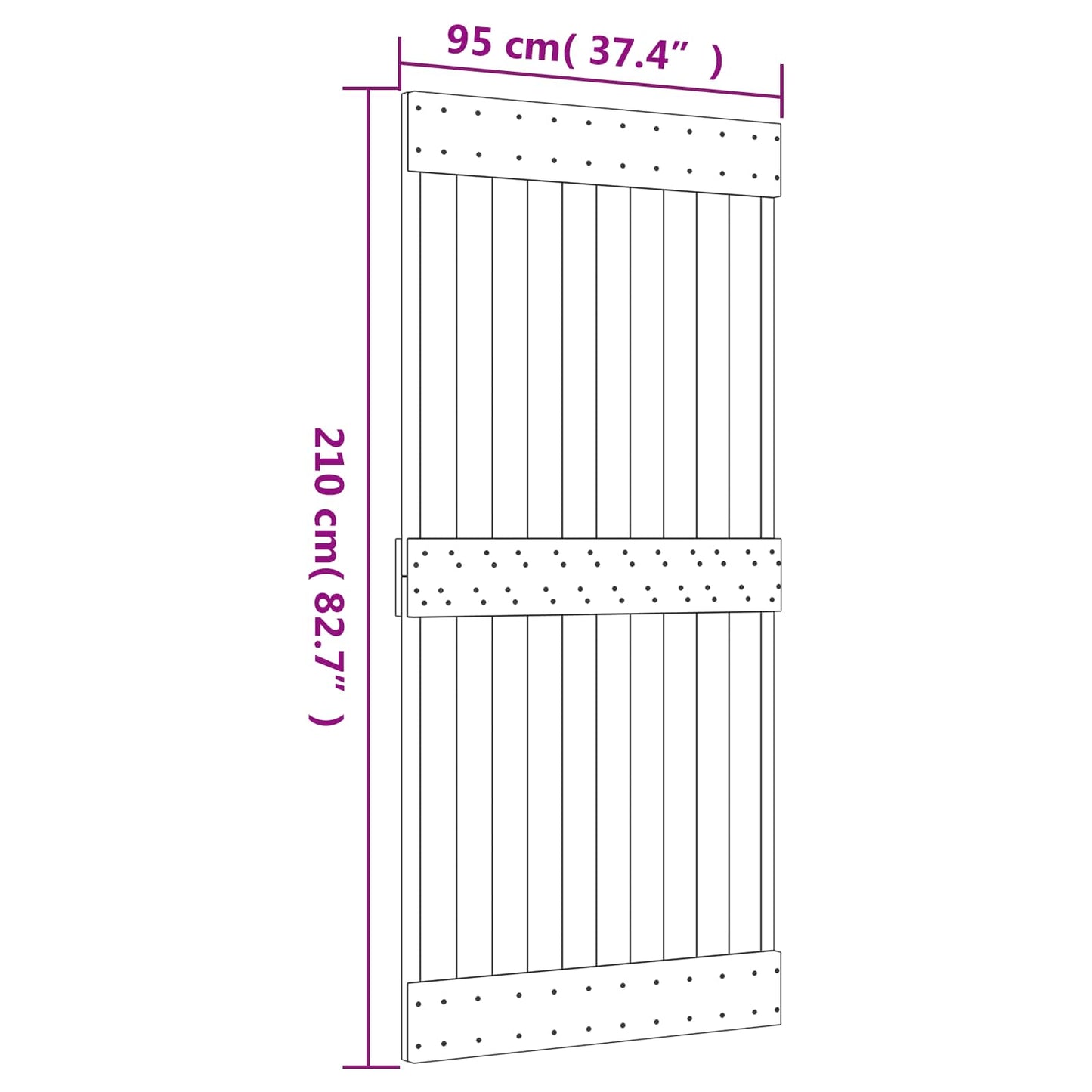 Schuifdeur Natuurlijk en Wit 95 x 210 cm Massief Grenenhout