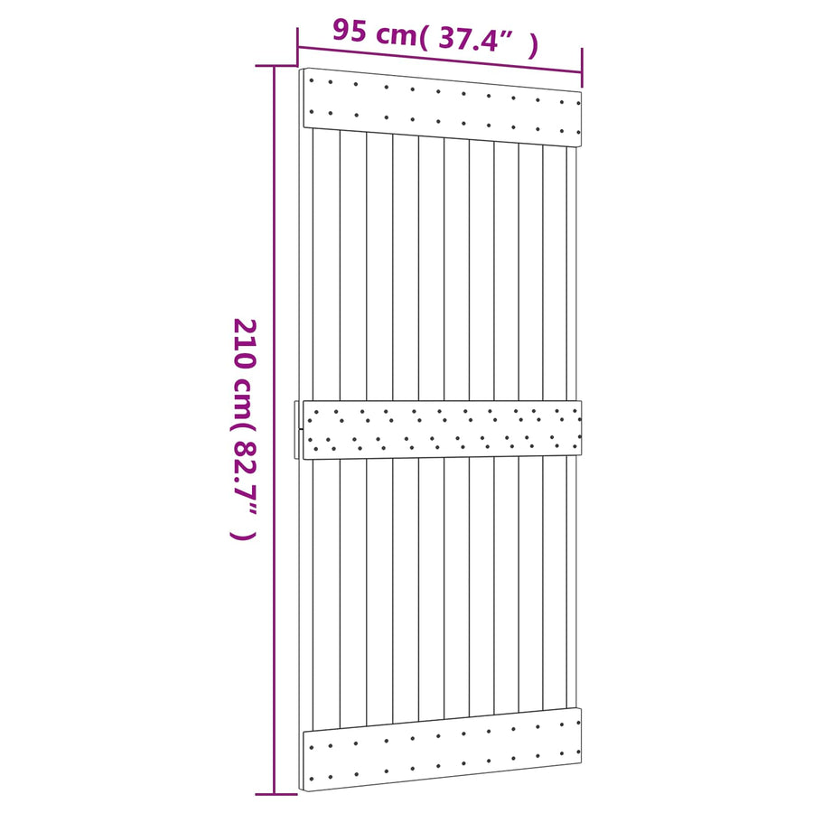 Schuifdeur Natuurlijk en Wit 95 x 210 cm Massief Grenenhout