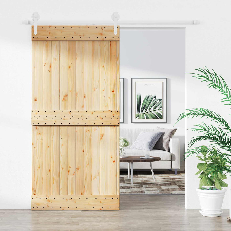 Schuifdeur Natuurlijk en Wit 100 x 210 cm Massief Grenenhout