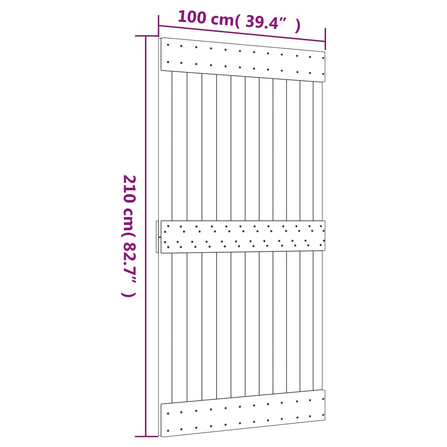Schuifdeur Natuurlijk en Wit 100 x 210 cm Massief Grenenhout