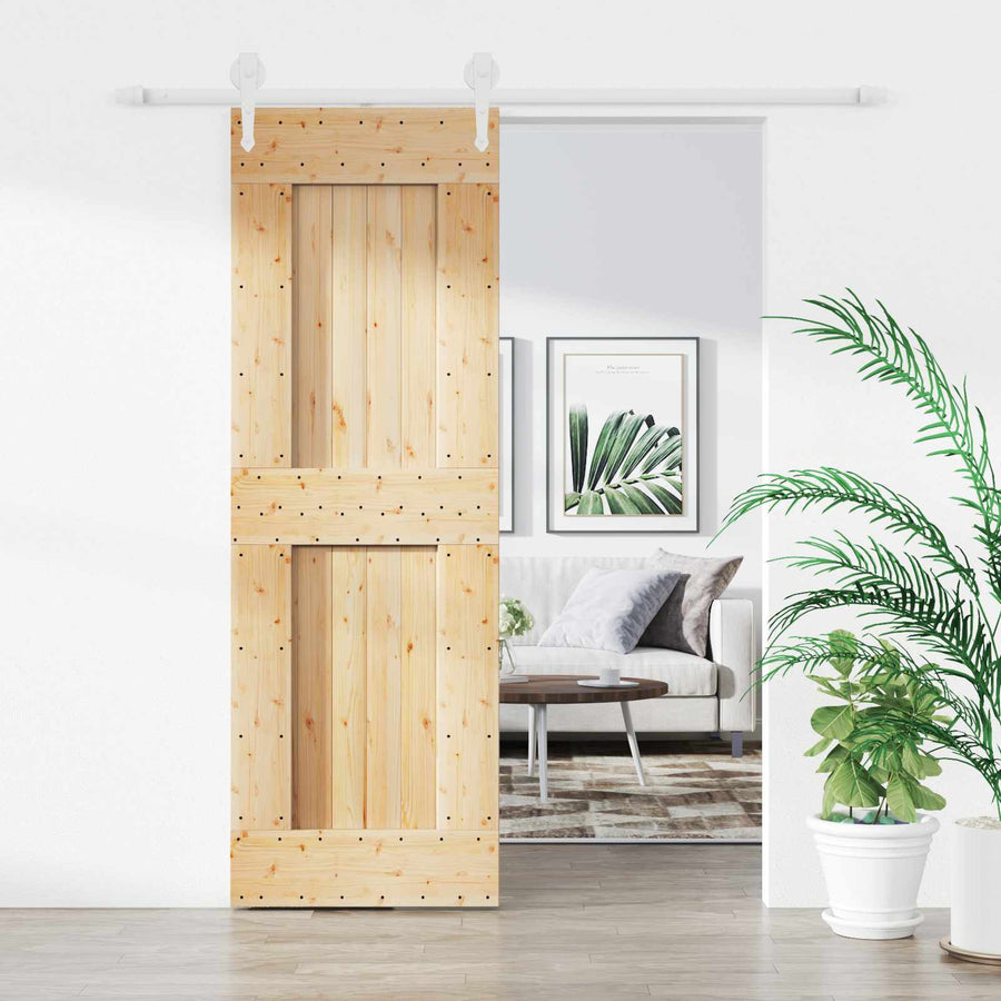 Schuifdeur Natuurlijk en Wit 70 x 210 cm Massief Grenenhout