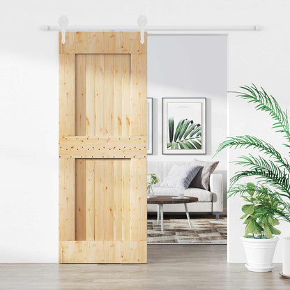 Schuifdeur Natuurlijk en Wit 80 x 210 cm Massief Grenenhout