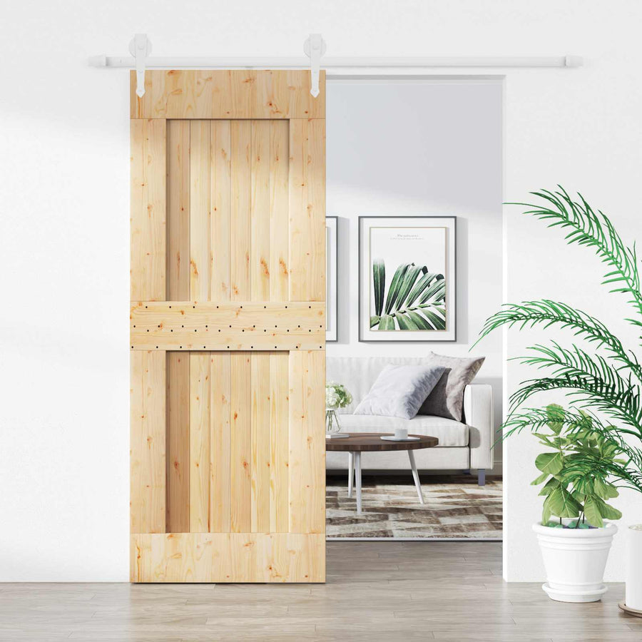 Schuifdeur Natuurlijk en Wit 80 x 210 cm Massief Grenenhout