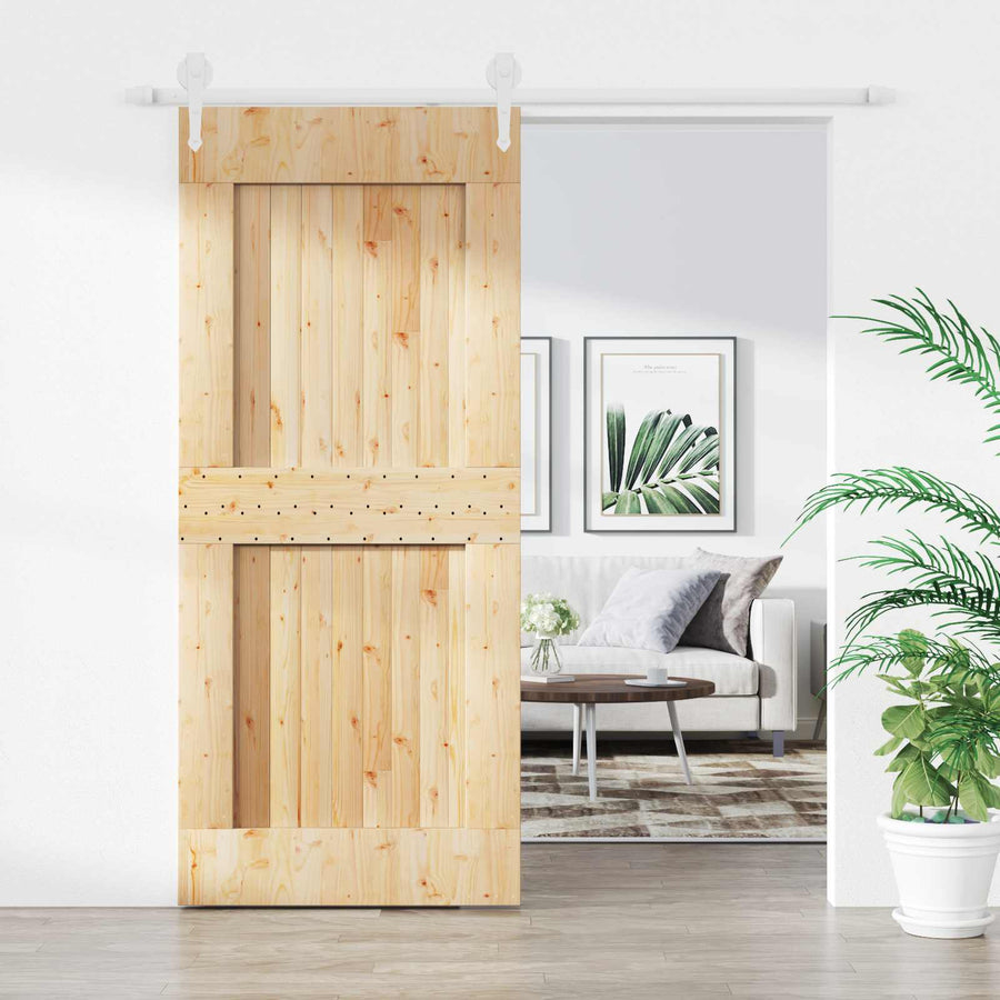Schuifdeur Natuurlijk en Wit 90 x 210 cm Massief Grenenhout