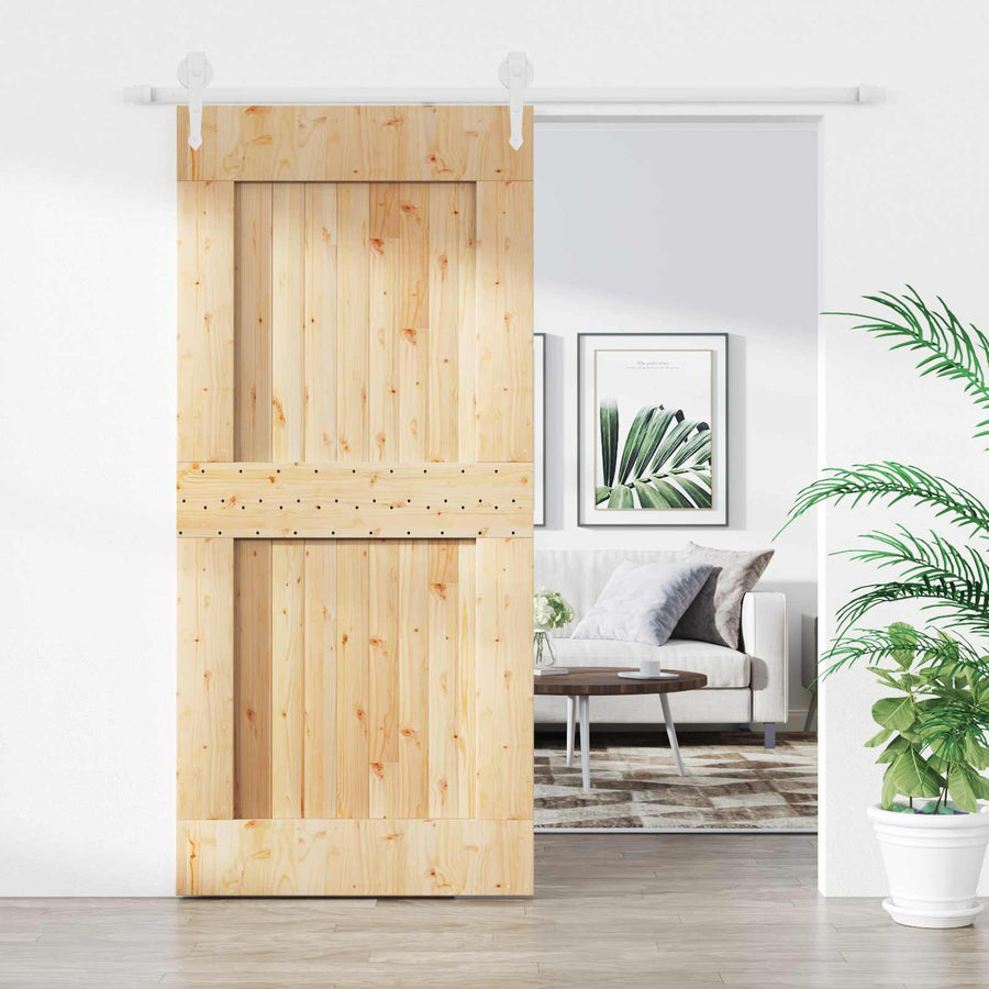 Schuifdeur Natuurlijk en Wit 95 x 210 cm Massief Grenenhout