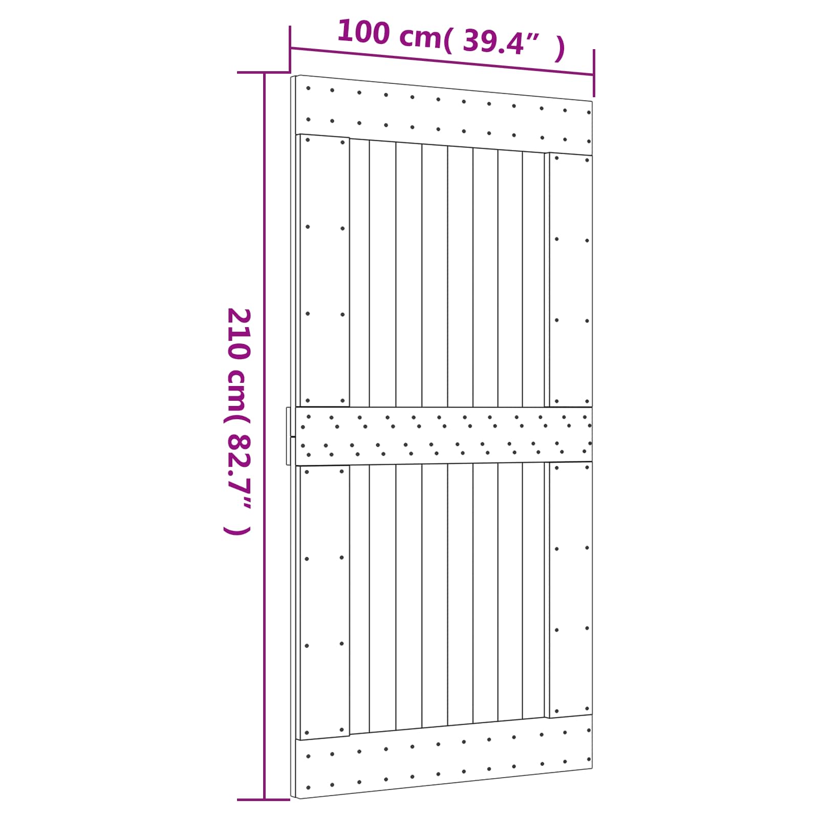 Schuifdeur Natuurlijk en Wit 100 x 210 cm Massief Grenenhout