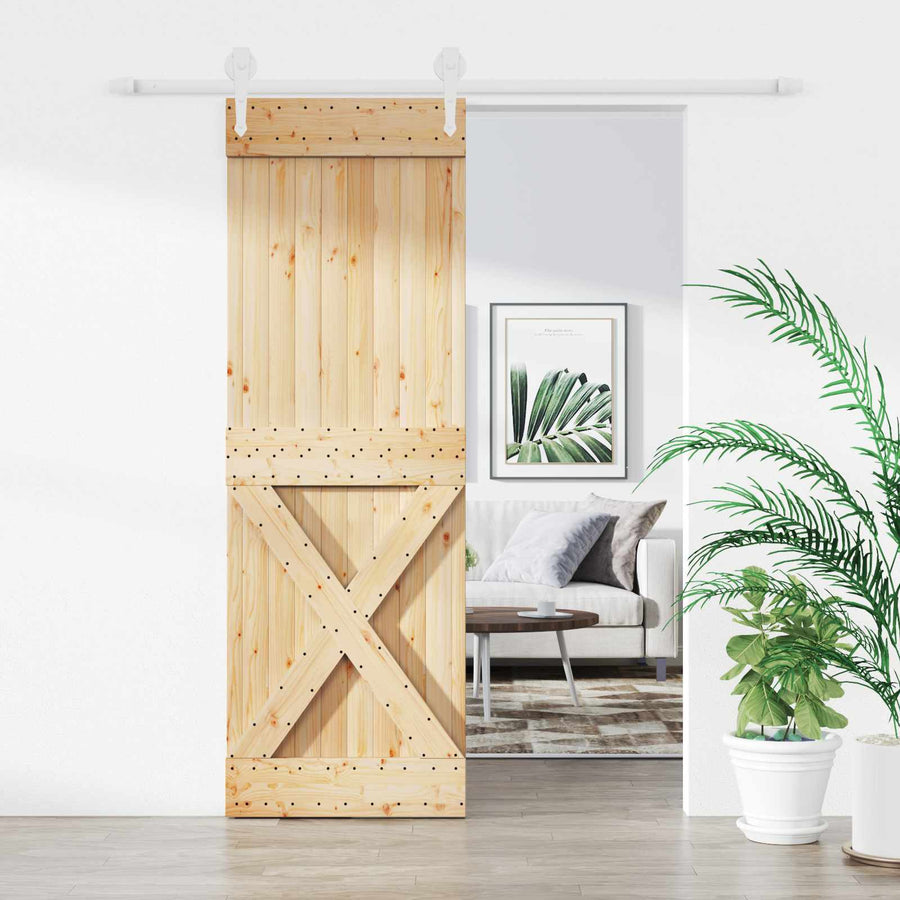 Schuifdeur Natuurlijk en Wit 70 x 210 cm Massief Grenenhout
