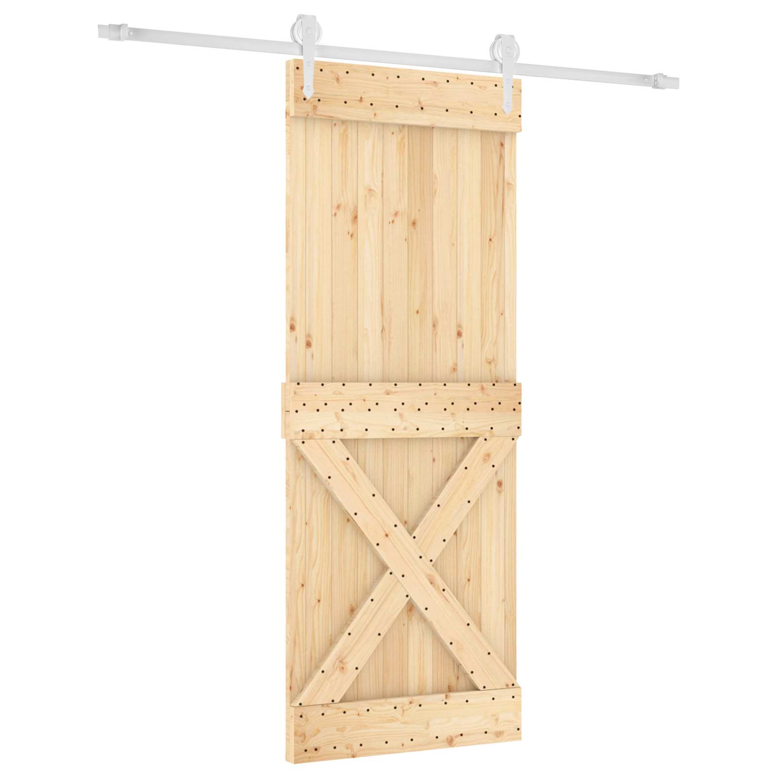 Schuifdeur Natuurlijk en Wit 80 x 210 cm Massief Grenenhout