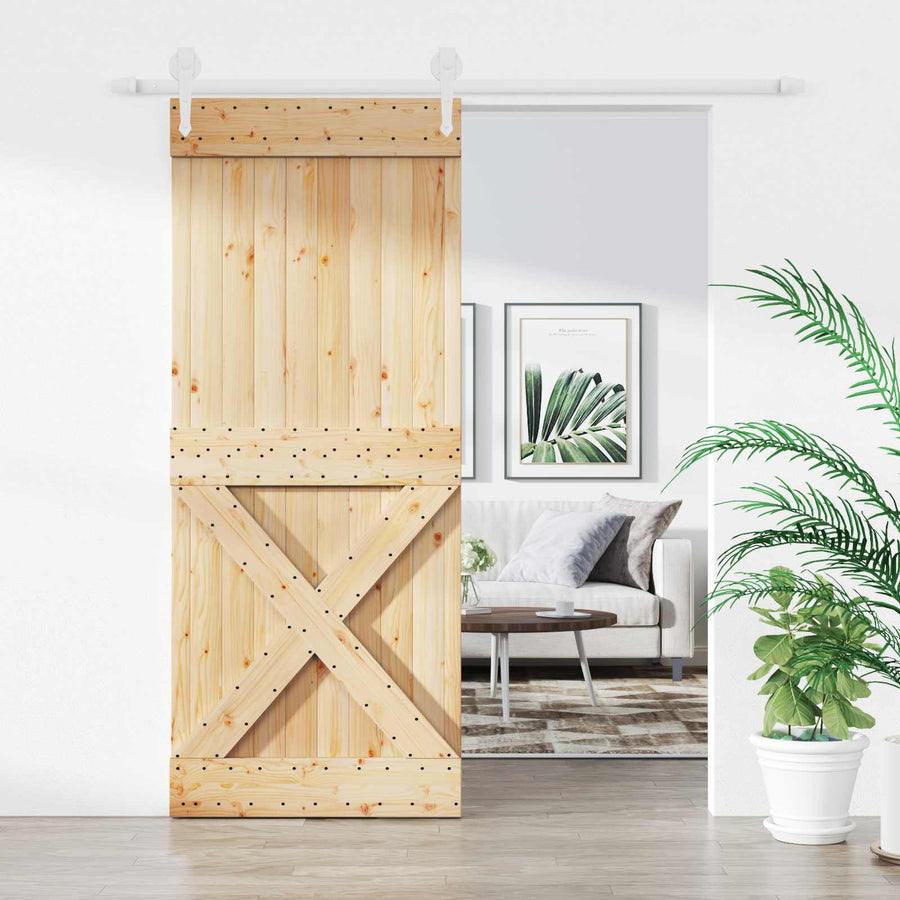 Schuifdeur Natuurlijk en Wit 85 x 210 cm Massief Grenenhout