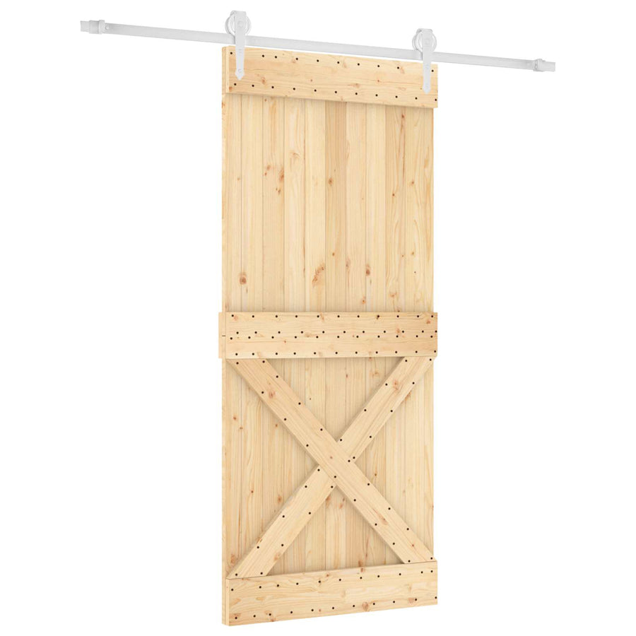 Schuifdeur Natuurlijk en Wit 90 x 210 cm Massief Grenenhout