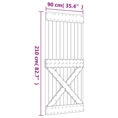 Schuifdeur Natuurlijk en Wit 90 x 210 cm Massief Grenenhout