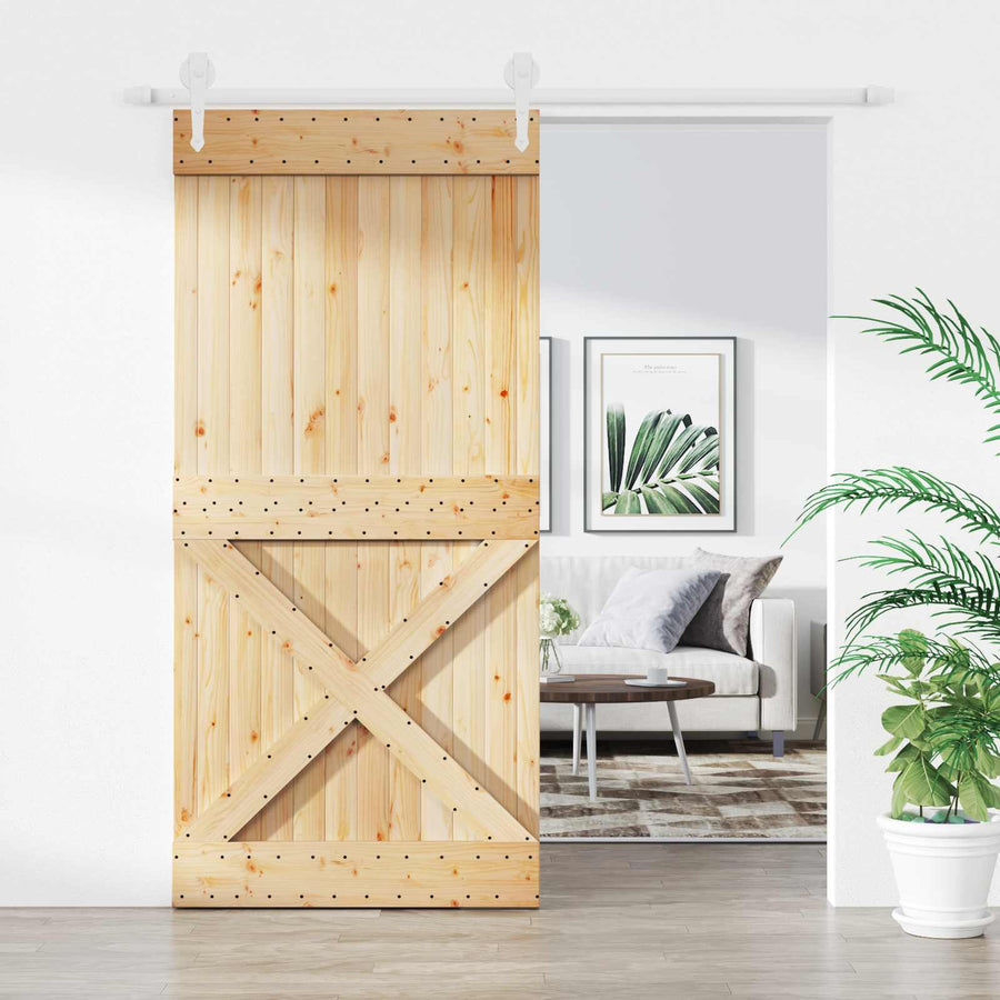 Schuifdeur Natuurlijk en Wit 95 x 210 cm Massief Grenenhout