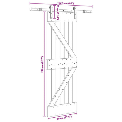 Schuifdeur NARVIK Naturel en Zwart 70 x 210 cm (152,5 cm)