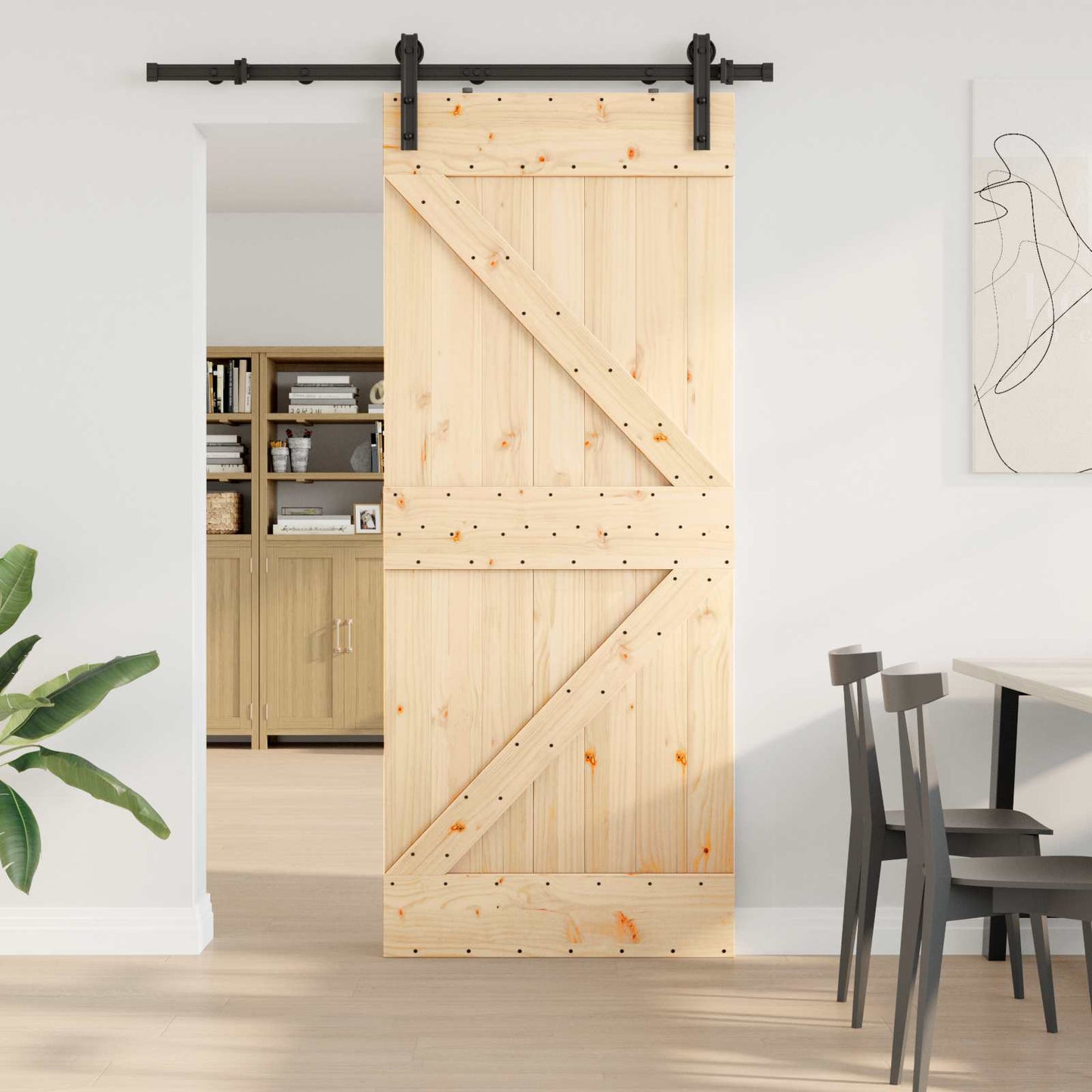 Schuifdeur NARVIK Naturel en Zwart 85 x 210 cm (152,5 cm)