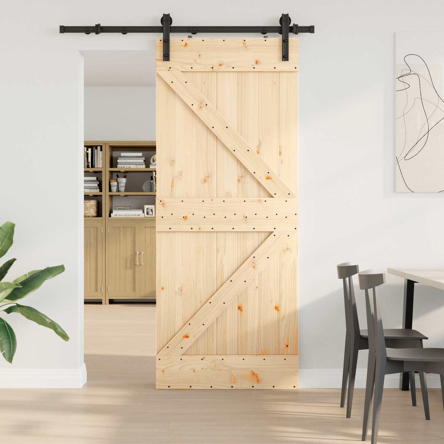 Schuifdeur NARVIK Naturel en Zwart 85 x 210 cm (152,5 cm)